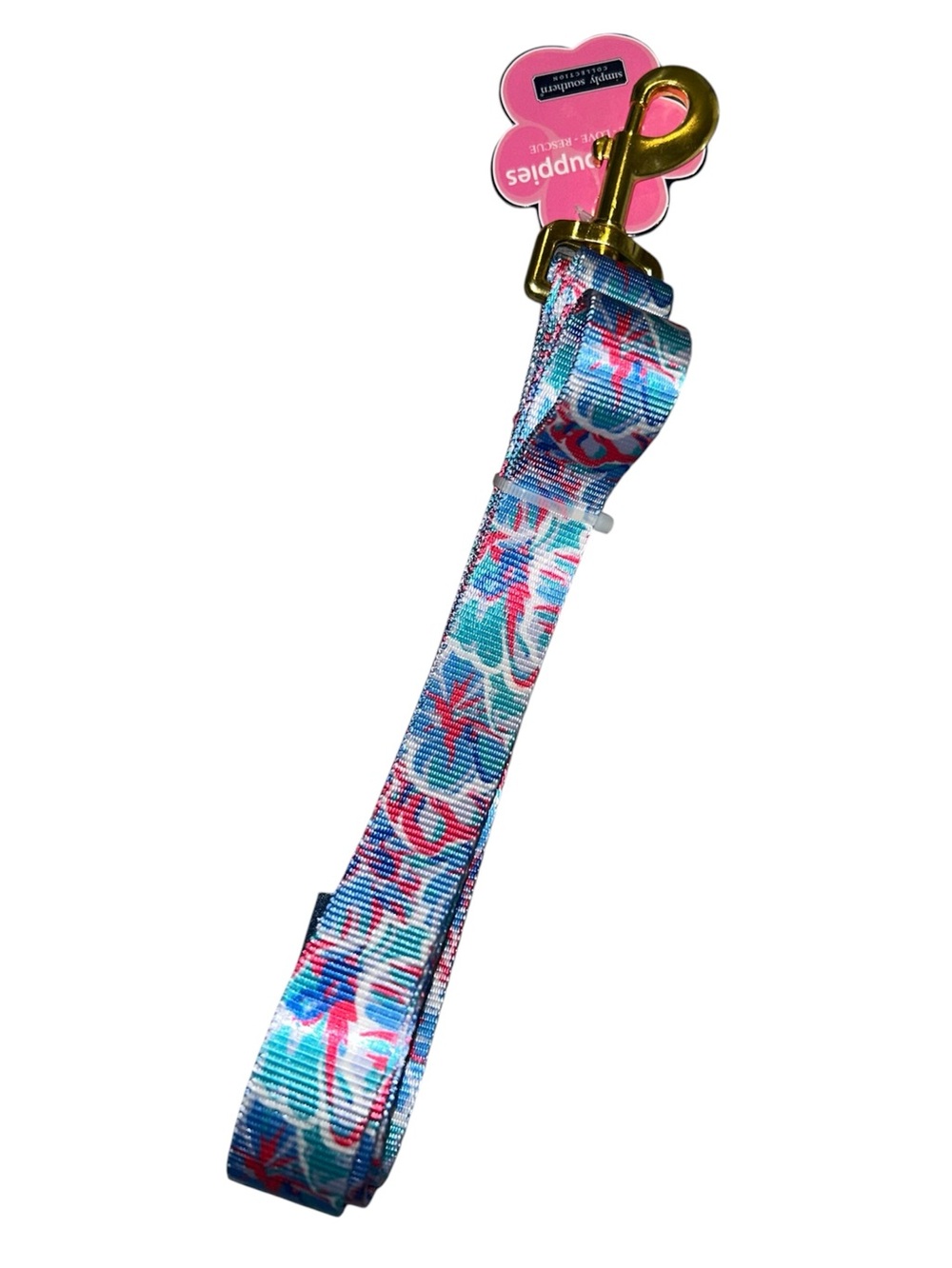 NWT Simply Southern blue & pink floral print dog leash